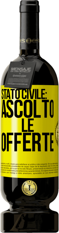 Spedizione Gratuita | Vino rosso Edizione Premium MBS® Riserva Stato civile: ascolto le offerte Etichetta Gialla. Etichetta personalizzabile Riserva 12 Mesi Raccogliere 2014 Tempranillo