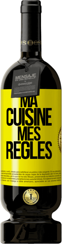 Envoi gratuit | Vin rouge Édition Premium MBS® Réserve Ma cuisine, mes règles Étiquette Jaune. Étiquette personnalisable Réserve 12 Mois Récolte 2014 Tempranillo