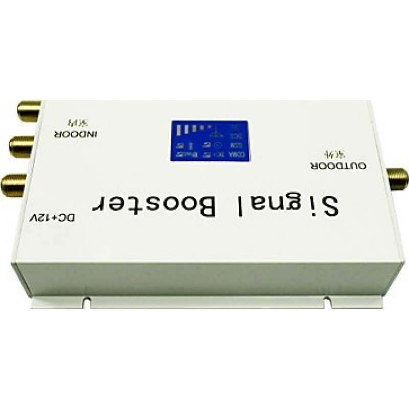 Signal Boosters Mobile phone signal booster. Amplifier with Whip and Yagi Antennas. White color. LCD Display GSM
