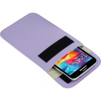 Protective anti-radiation bag. Signal blocking case pouch for smartphones. Purple color