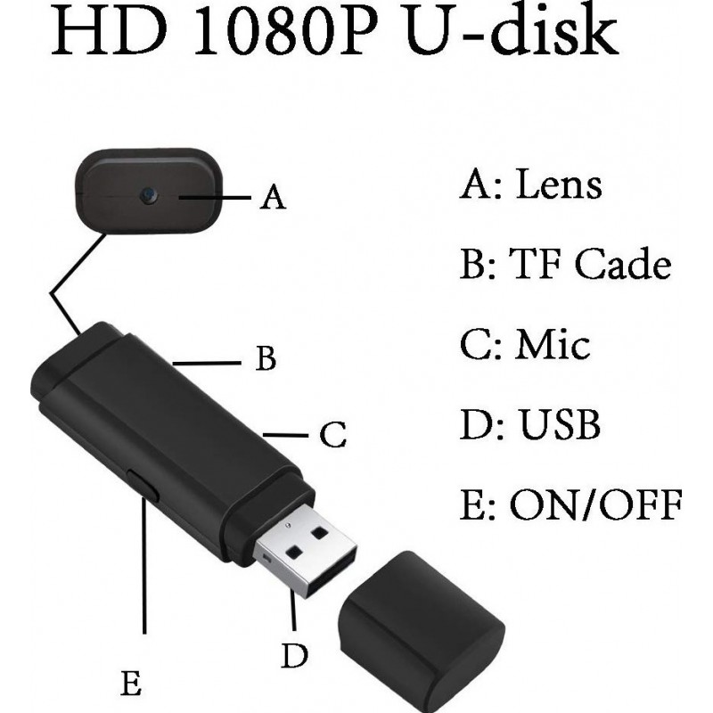 15,95 € Envoi gratuit | Clé USB Espion Porte-CLÉS Clef USB. Non Poreux. Mini Clé USB Espion. Caméra Vidéo HD. 1080P. 8Go. Micro Vidéo Enregistreur avec Son