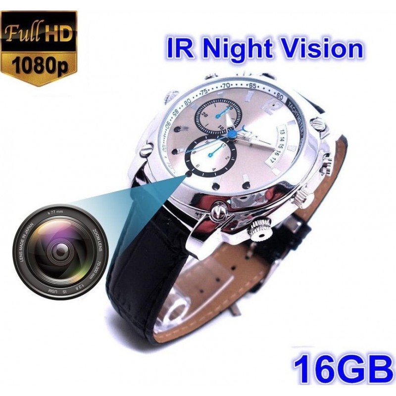 Orologi da Polso Spia Orologio spia per fotocamera multifunzione. 16G. HD. 1080P. Visione notturna. Ricaricabile. Funzionamento facile