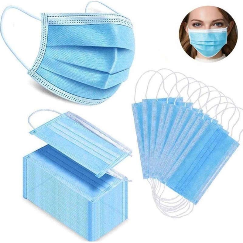 Caixa de 50 unidades Máscaras Proteção Respiratória Máscara sanitária facial descartável. Proteção respiratória. Respirável com filtro de 3 camadas
