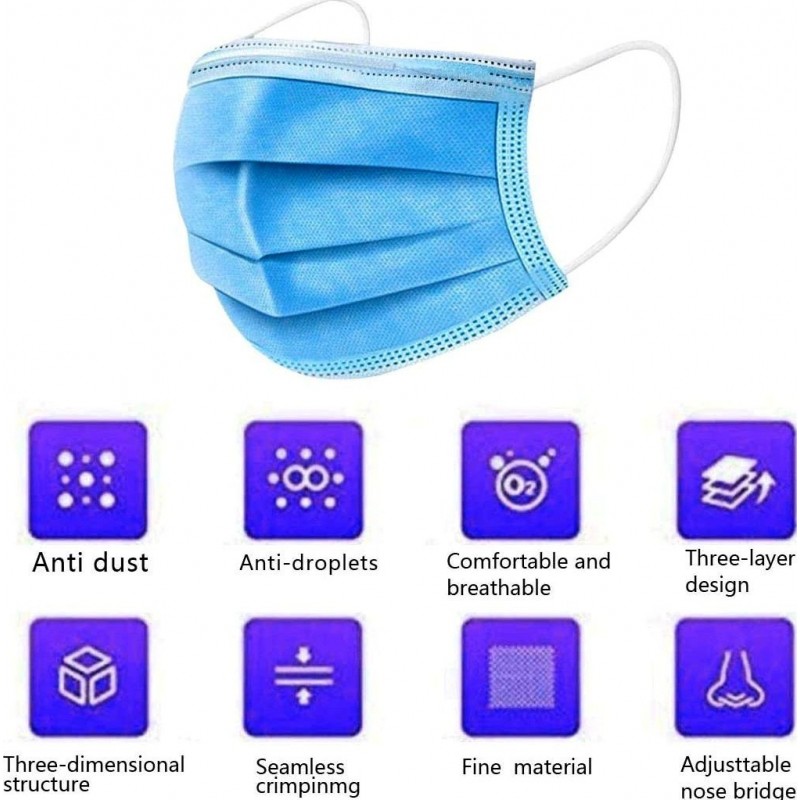 25 units box Respiratory Protection Masks Disposable facial sanitary mask. Respiratory protection. Breathable with 3-layer filter