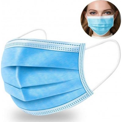 100 units box Disposable facial sanitary mask. Respiratory protection. Breathable with 3-layer filter
