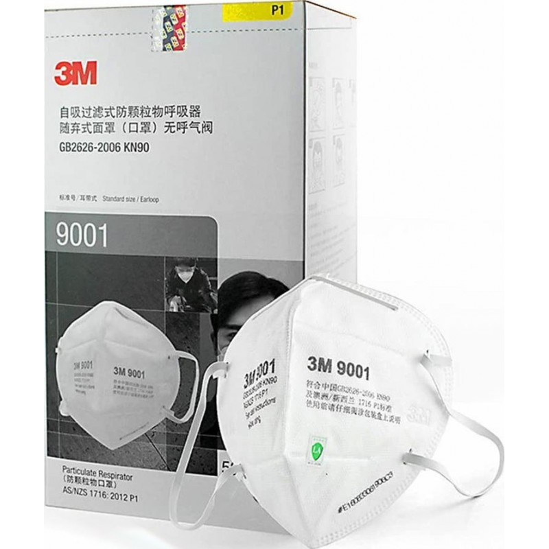 159,95 € Envio grátis | Caixa de 50 unidades Máscaras Proteção Respiratória 3M Modelo 9001. FFP1 KN90. Máscara de proteção respiratória. Máscara de poeira dobrável. PM2.5. Máscara anti-embaciamento