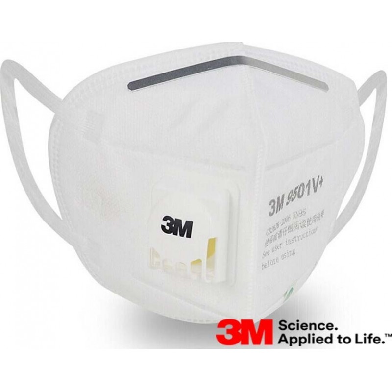 89,95 € 送料無料 | 10個入りボックス 呼吸保護マスク 3M 9501V+ KN95 FFP2。バルブ付き呼吸保護マスク。 PM2.5粒子フィルターマスク