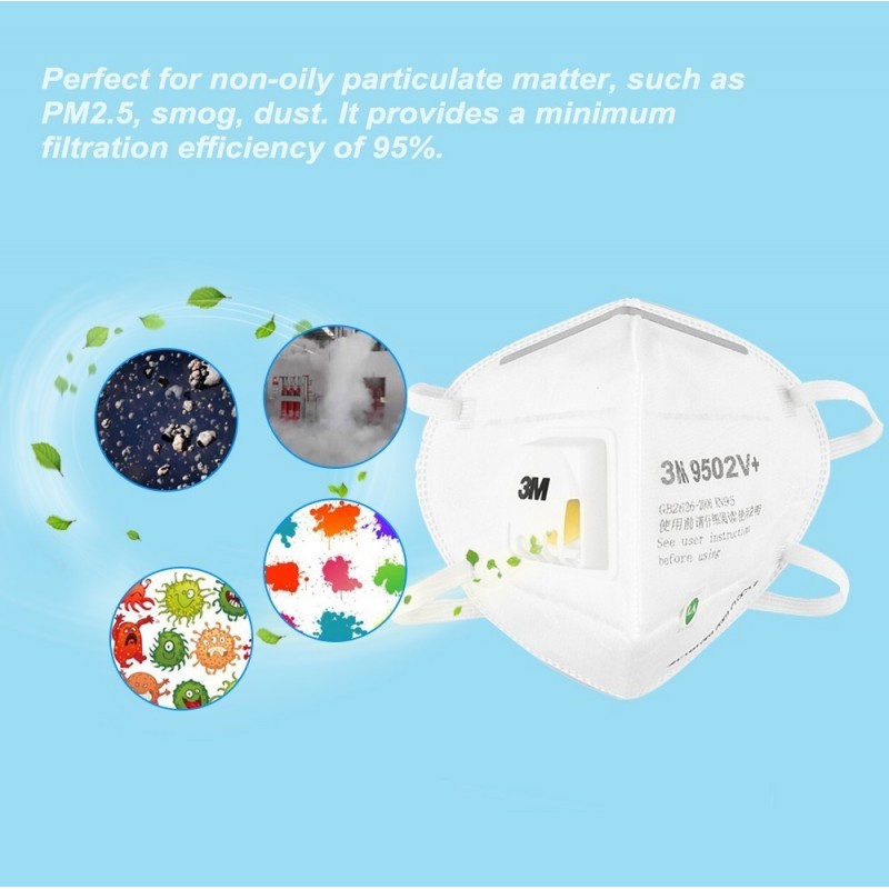 159,95 € Free Shipping | 20 units box Respiratory Protection Masks 3M 9502V+ KN95 FFP2 Respiratory protection mask with valve. PM2.5 Particle filter respirator