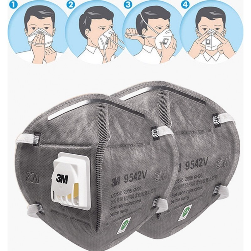 599,95 € Envio grátis | Caixa de 100 unidades Máscaras Proteção Respiratória 3M 9542V KN95 FFP2. Máscara de proteção respiratória com válvula. Respirador com filtro de partículas PM2.5