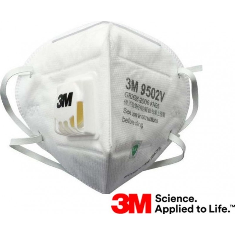 349,95 € Envio grátis | Caixa de 50 unidades Máscaras Proteção Respiratória 3M 9502V KN95 FFP2. Máscara de proteção respiratória com válvula. Respirador com filtro de partículas PM2.5