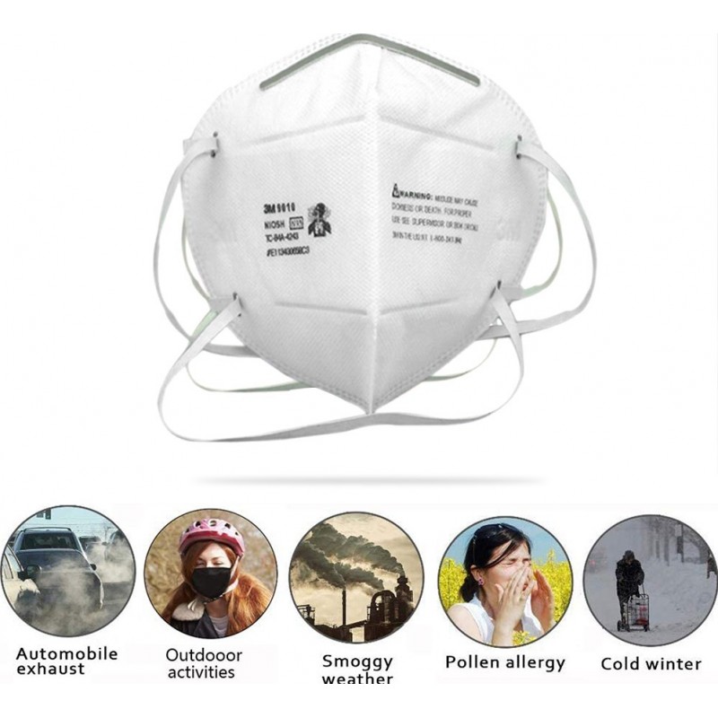 129,95 € Envio grátis | Caixa de 10 unidades Máscaras Proteção Respiratória 3M 9010 N95 FFP2. Máscara de proteção respiratória. Máscara anti-poluição PM2.5. Respirador com filtro de partículas