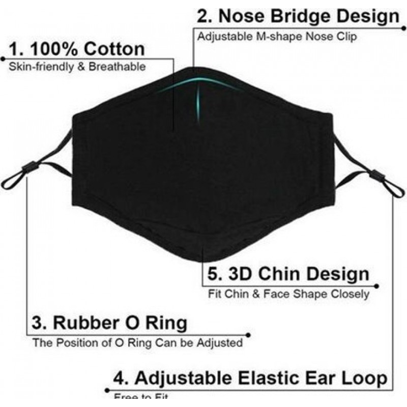 10 Einheiten Box Atemschutzmasken Schwarze Farbe. Wiederverwendbare Atemschutzmasken mit 100 Stück Kohlefilter