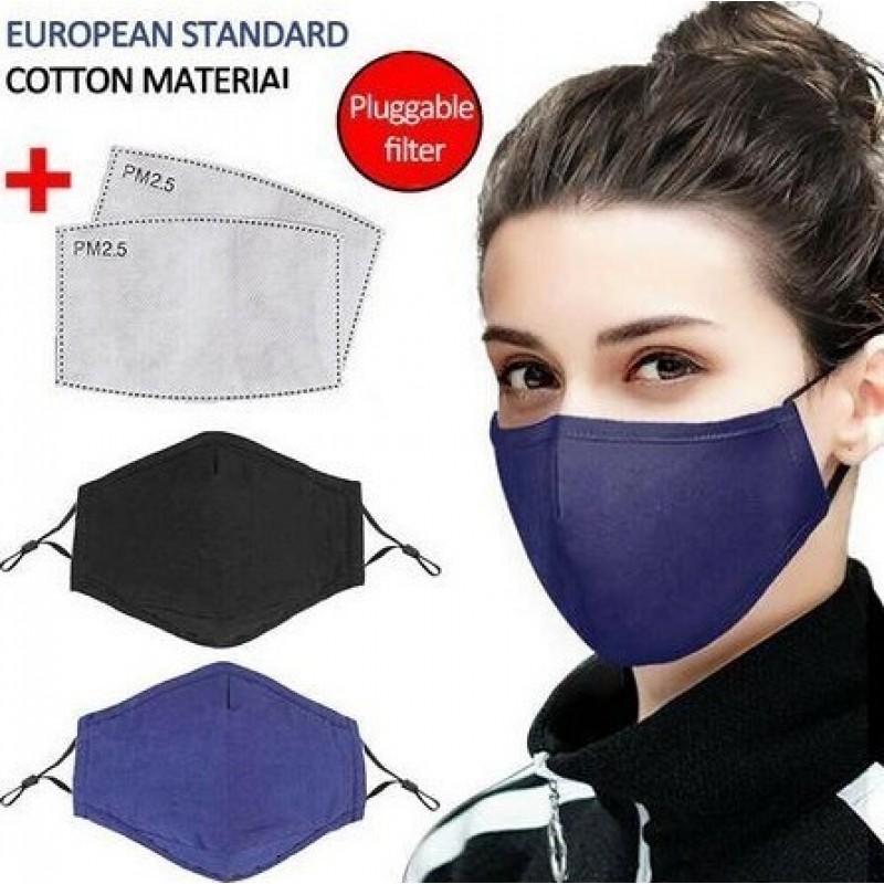 10 Einheiten Box Atemschutzmasken Blaue Farbe. Wiederverwendbare Atemschutzmasken mit 100 Stück Kohlefilter