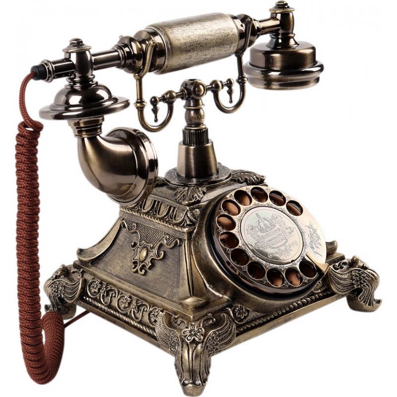 229,95 € Free Shipping | Audio Guest Book Retro Old telephone Replica. Aged Bronze color. Vintage and Retro Wedding phone Brown Color