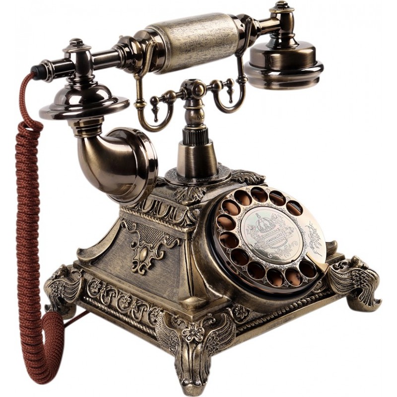 219,95 € Free Shipping | Audio Guest Book Retro Old telephone Replica. Aged Bronze color. Vintage and Retro Wedding phone Brown Color