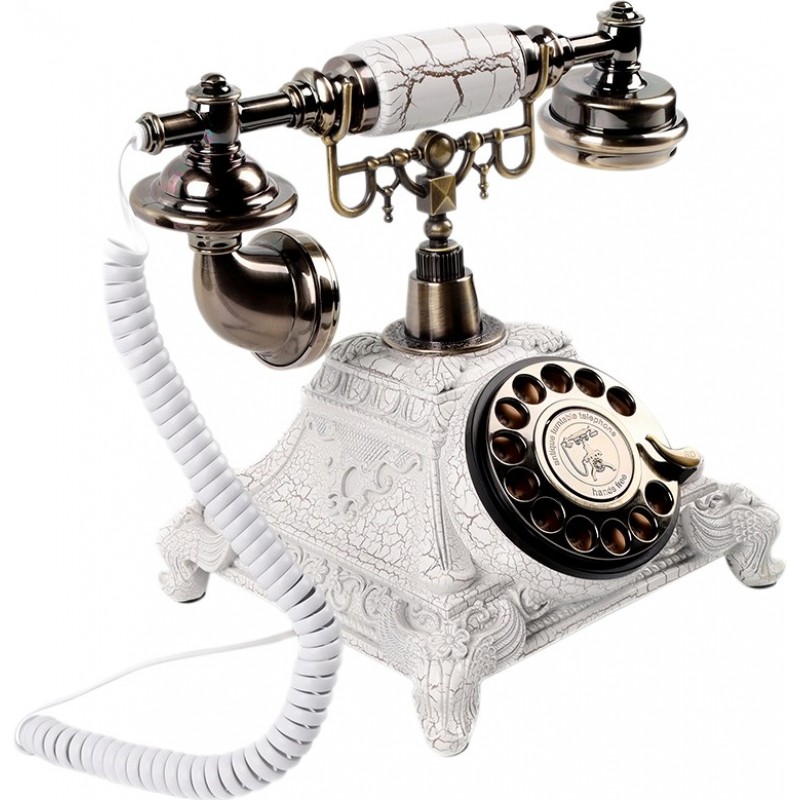229,95 € Free Shipping | Audio Guest Book Retro Old Telephone Replica. Aged White color. Vintage and Retro Wedding phone White Color