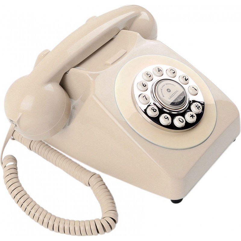 149,95 € Envoi gratuit | Audio Guest Book Téléphone rétro de style cadran à bouton-poussoir. Réplique du téléphone britannique GPO pour les fêtes et les célébrations Couleur Beige