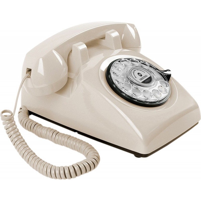 169,95 € 送料無料 | Audio Guest Book ロータリー ダイヤル スタイルのレトロな電話。 GPO 706-746 イギリスのレプリカ電話。 ベージュ色. 英国スタイルのウェディングフォン ベージュ カラー