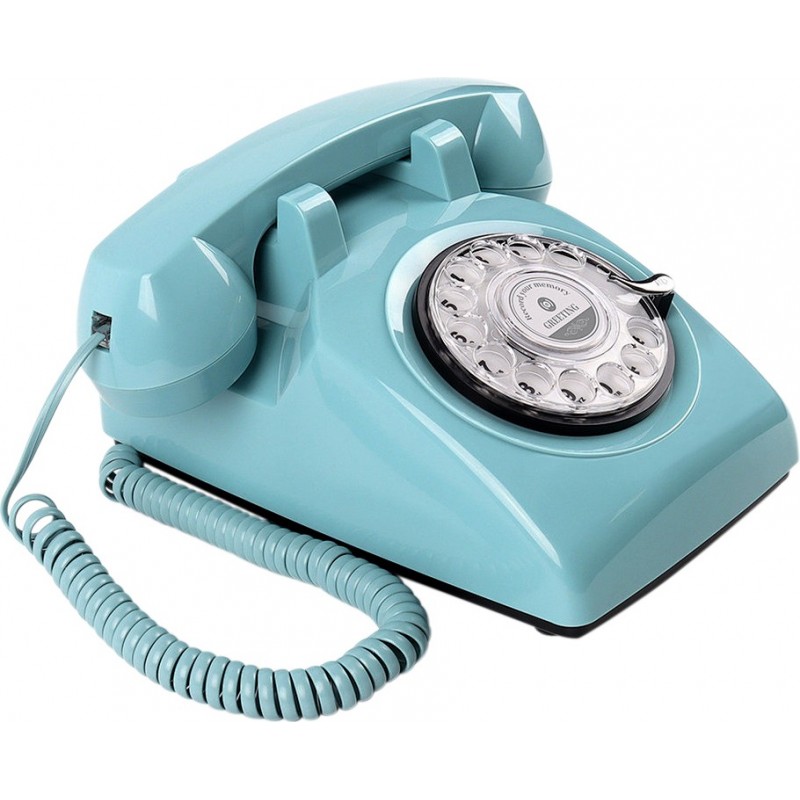 169,95 € Envio grátis | Audio Guest Book Telefone retrô de estilo de discagem rotativo. GPO 706-746 Réplica do telefone britânico. Telefone antigo para casamentos Cor Azul