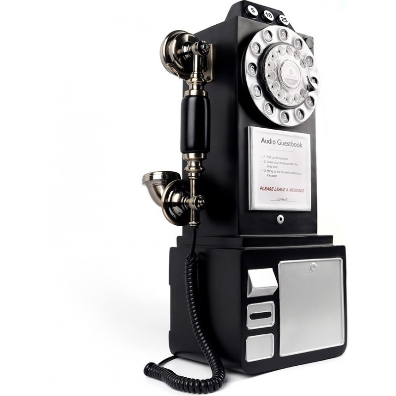 499,95 € Kostenloser Versand | Audio Guest Book Crosley CR56 Nachbildung einer britischen öffentlichen Telefonzelle. Britisches Vintage-Telefon für Hochzeiten und Partys Schwarz Farbe