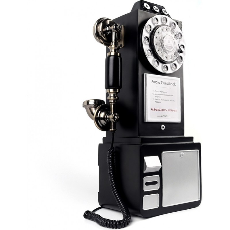 489,95 € Free Shipping | Audio Guest Book Crosley CR56 Replica British Public Telephone Booth. Vintage British Wedding and Party phone Black Color