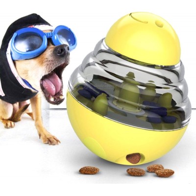 22,99 € Envío gratis | Comederos y bebederos Bola interactiva de comida para perros y gatos. Contenedor de comida. Juguete con vaso para mascotas Amarillo