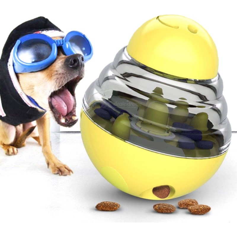 22,99 € Envío gratis | Comederos y bebederos Bola interactiva de comida para perros y gatos. Contenedor de comida. Juguete con vaso para mascotas Amarillo