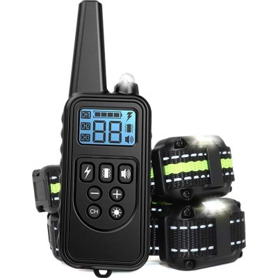 2 units box Dog training collar. Buzzer, vibration, and light modes. IPX5 Waterproof. 800 meter range