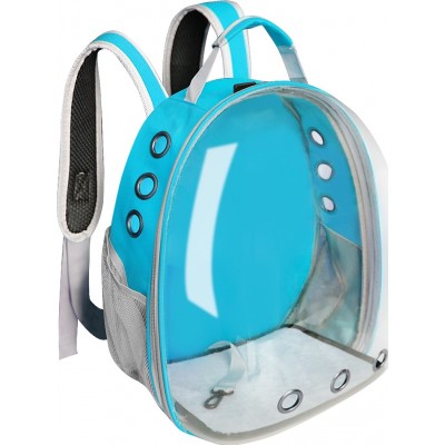 32,99 € Envio grátis | Transportadores e carrinhos Transportadora para animais de estimação. Respirável Bolsa de viagem. Transparente. Mochila pet Azul