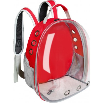 32,99 € Envio grátis | Transportadores e carrinhos Transportadora para animais de estimação. Respirável Bolsa de viagem. Transparente. Mochila pet Vermelho