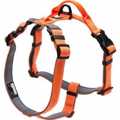 29,99 € Free Shipping | Large (L) Pet Harnesses Neoprene padded. Dog and pet body harness with handle strap security belt Orange