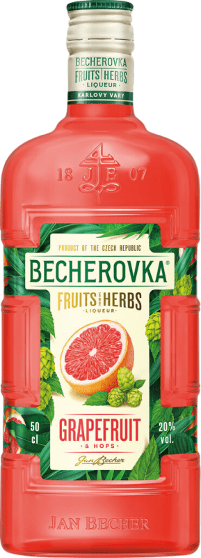 29,95 € Kostenloser Versand | Kräuterlikör Becherovka Medium-Flasche 50 cl Hops — Hopfen, Grapefruit