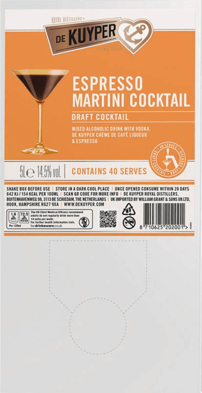 Envoi gratuit | Liqueurs De Kuyper Pays-Bas Bag in Box 5 L Caffè Espresso — Café Expresso, Dry Martini