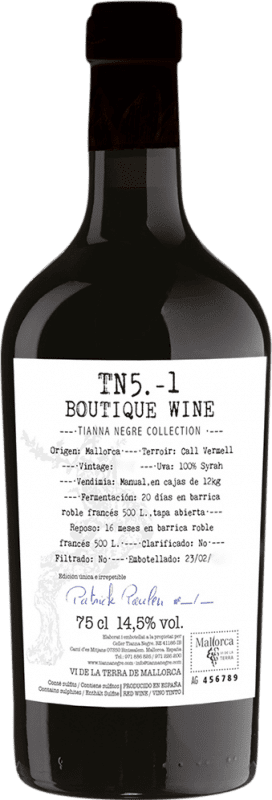 Envoi gratuit | Vin Rouge Tianna Negre 5.1 Crianza I.G.P. Vi de la Terra de Mallorca Majorque Espagne Syrah Eco — Biologique 75 cl