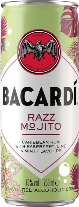 Envio grátis | Caixa de 12 unidades Mixer Bacardí Razz Porto Rico Lata 25 cl Mojito