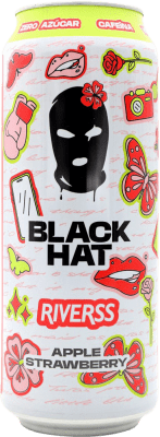 1,95 € | Boisson Énergisante Black Hat Riverss La communauté de Madrid Espagne Canette Medium 50 cl Strawberry — Fraise, Apple — Pomme