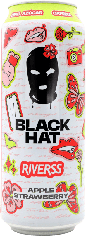 1,95 € Spedizione Gratuita | Bevanda Energetica Black Hat Riverss Lattina Medium 50 cl Strawberry — Fragola, Apple — Mela