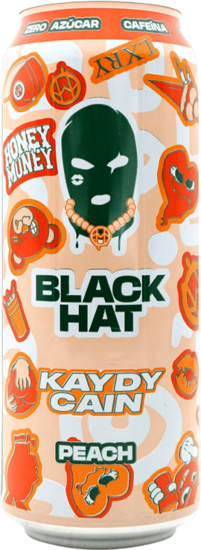 1,95 € | Boisson Énergisante Black Hat Kaydy Cain Édition Limitée La communauté de Madrid Espagne Canette Medium 50 cl Peach — Pêche