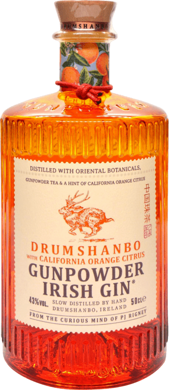 51,95 € Envio grátis | Genever Gin Drumshanbo Drumshanbo Gunpowder California Garrafa Medium 50 cl Citrus — Cítricos, Orange — Laranja