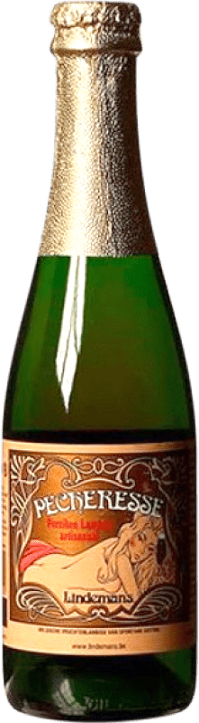 Kostenloser Versand | Bier Lindemans Pajottenland Belgien Drittelliterflasche 35 cl Pêche — Pfirsich