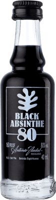 4,95 € Envio grátis | Absinto Antonio Nadal 80º Black — Preto Garrafinha Miniatura 4 cl