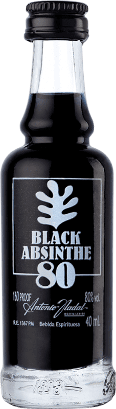 4,95 € Spedizione Gratuita | Assenzio Antonio Nadal 80º Black — Nero Bottiglietta Mignon 4 cl