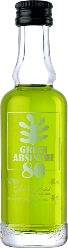 4,95 € Envío gratis | Absenta Antonio Nadal 80º Green — Verde Botellín Miniatura 4 cl