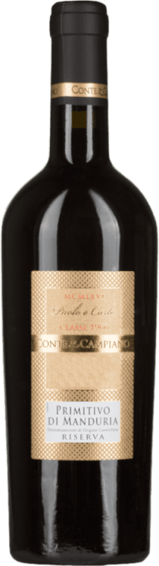 21,95 € Envío gratis | Vino Tinto Conte di Campiano Paolo e Carlo Classe 1966 Trocken — Seco Reserva D.O.C. Primitivo di Manduria