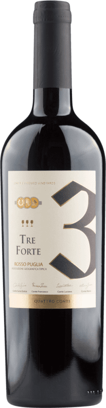 10,95 € Envío gratis | Vino Tinto Conti Zecca I Quattro Conti Tre Forte Trocken — Seco I.G.T. Puglia