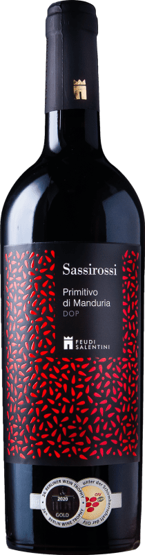 Envoi gratuit | Vin Rouge Feudi Salentini Sassirossi D.O.C. Primitivo di Manduria Pouilles Italie Primitivo 75 cl