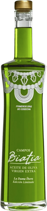 24,95 € Envío gratis | Aceite de Oliva Campos de Biatia La Dama Íbera Primeros Días de Cosecha Edición Limitada Botella Medium 50 cl