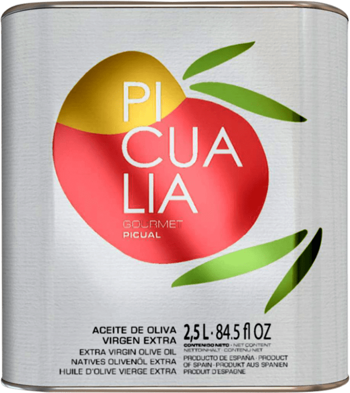 38,95 € | Huile d'Olive Picualia Gourmet HOVE Vierge Extra Jaén Espagne Picual Canette Spéciale 2,5 L