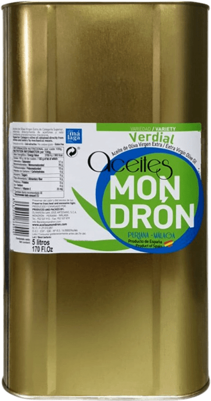 72,95 € | Olio d'Oliva Mondrón Virgen Extra Málaga Spagna Verdial Latta Speciale 5 L