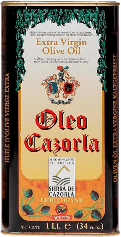 Envío gratis | Aceite de Oliva Aceitex Oleo AOVE Virgen Extra D.O. Sierra de Cazorla Jaén España Lata Medium 1 L